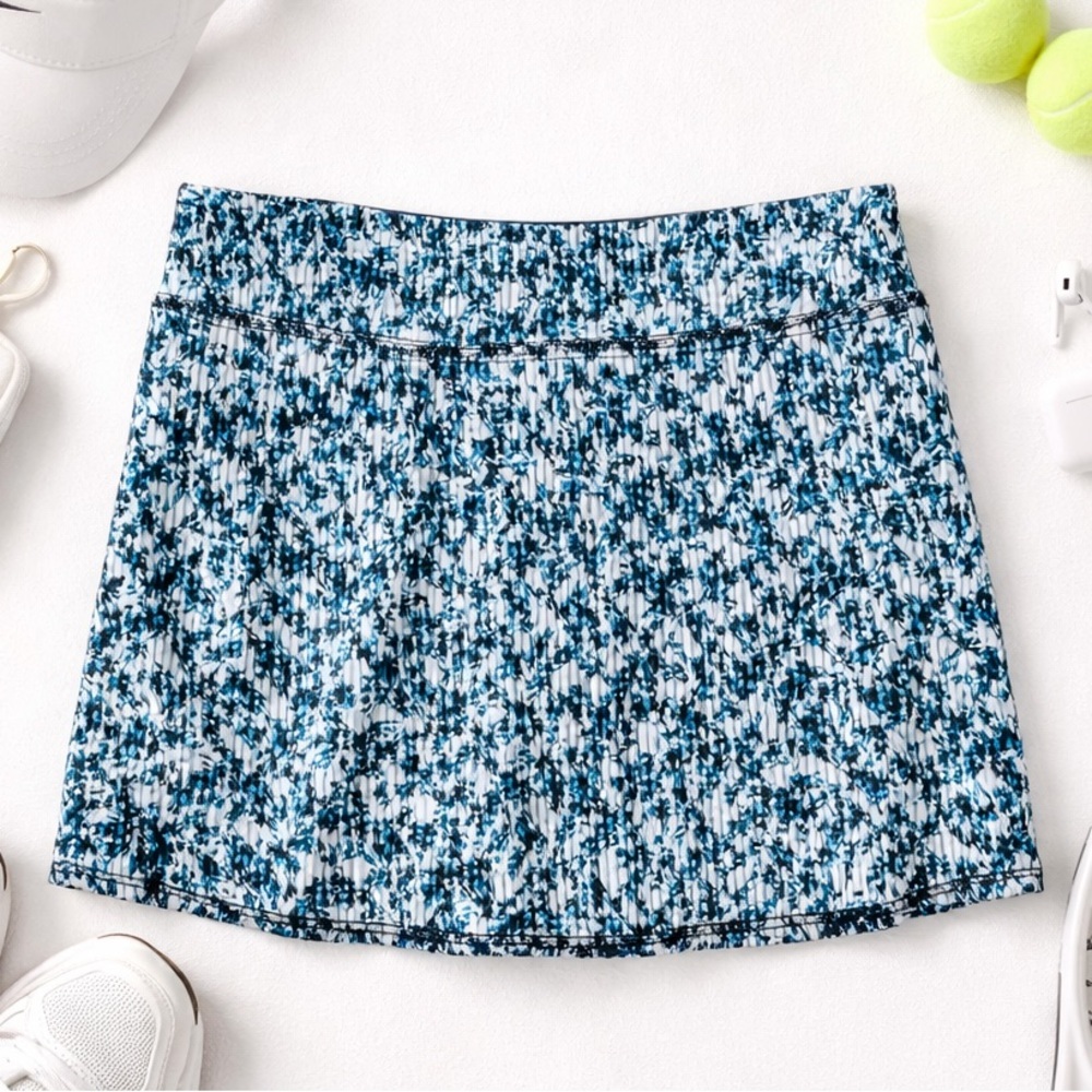 Athleisure Tenniscore Golf Skort Tranquility Blue Print Built In Shorts L A15